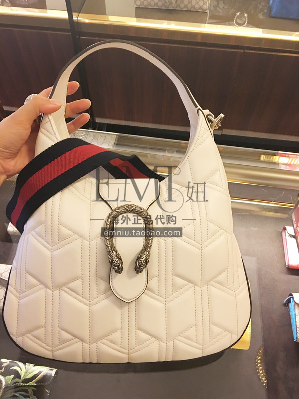 Authentic Gucci Dionysus Matelassé Hobo Bag 446687 White
